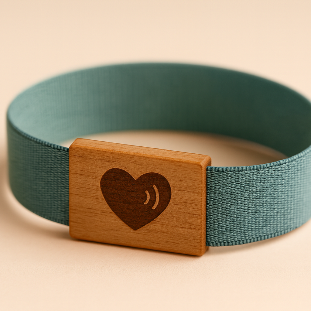 Sicherheitsarmband für Kinder in laun und grün mit NFC Chip